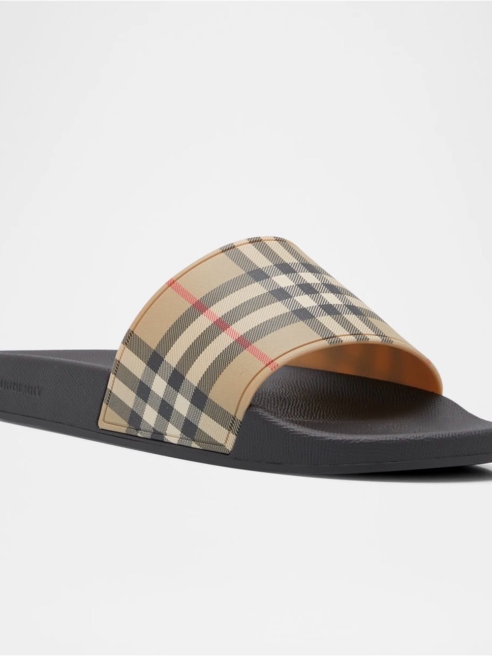 Burberry Beige Nova Check Slide Sandals with Black Footbed - Picture 6 of 7